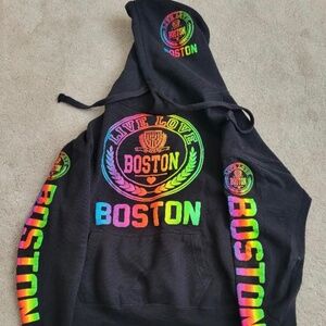 POPULAR APPAREL Men's Boston Blue Multicolored Hooded Sweatshirt Size Large